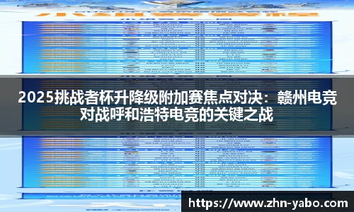 2025挑战者杯升降级附加赛焦点对决：赣州电竞对战呼和浩特电竞的关键之战