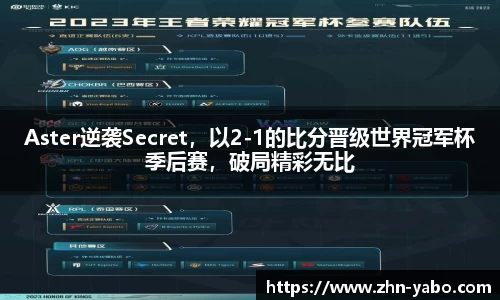 Aster逆袭Secret，以2-1的比分晋级世界冠军杯季后赛，破局精彩无比